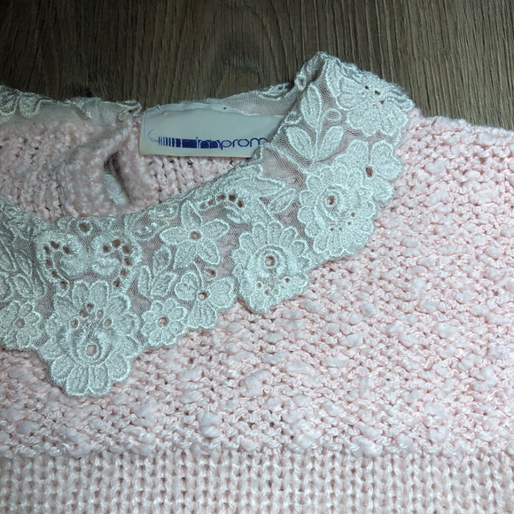 Vintage Pink Knit Lace Collar Sweater - Picture 7 of 17